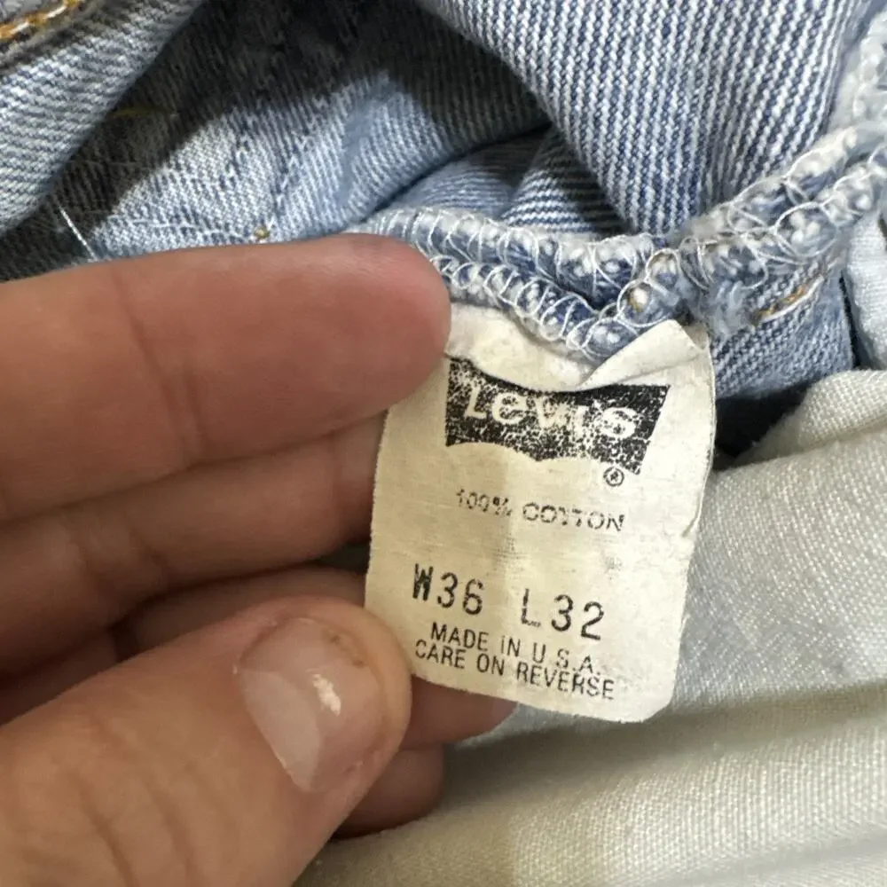 Vintage 1989 Levis 501 Jeans Men 36x32 Blue Button Fly Straight Fits 35x30